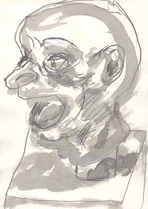 Graphitzeichnung auf Papier - Lachen 3